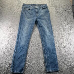 George Jeans Mens 34x32 Blue Cotton Denim Straight Slim Faded Workwear Stretch